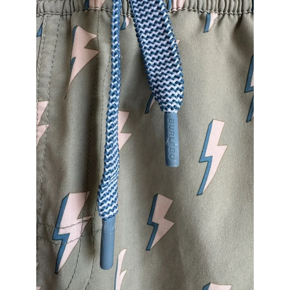 Burlebo Kids Swim Trunks Green Lightning Bolt Performance Board Shorts Medium 8